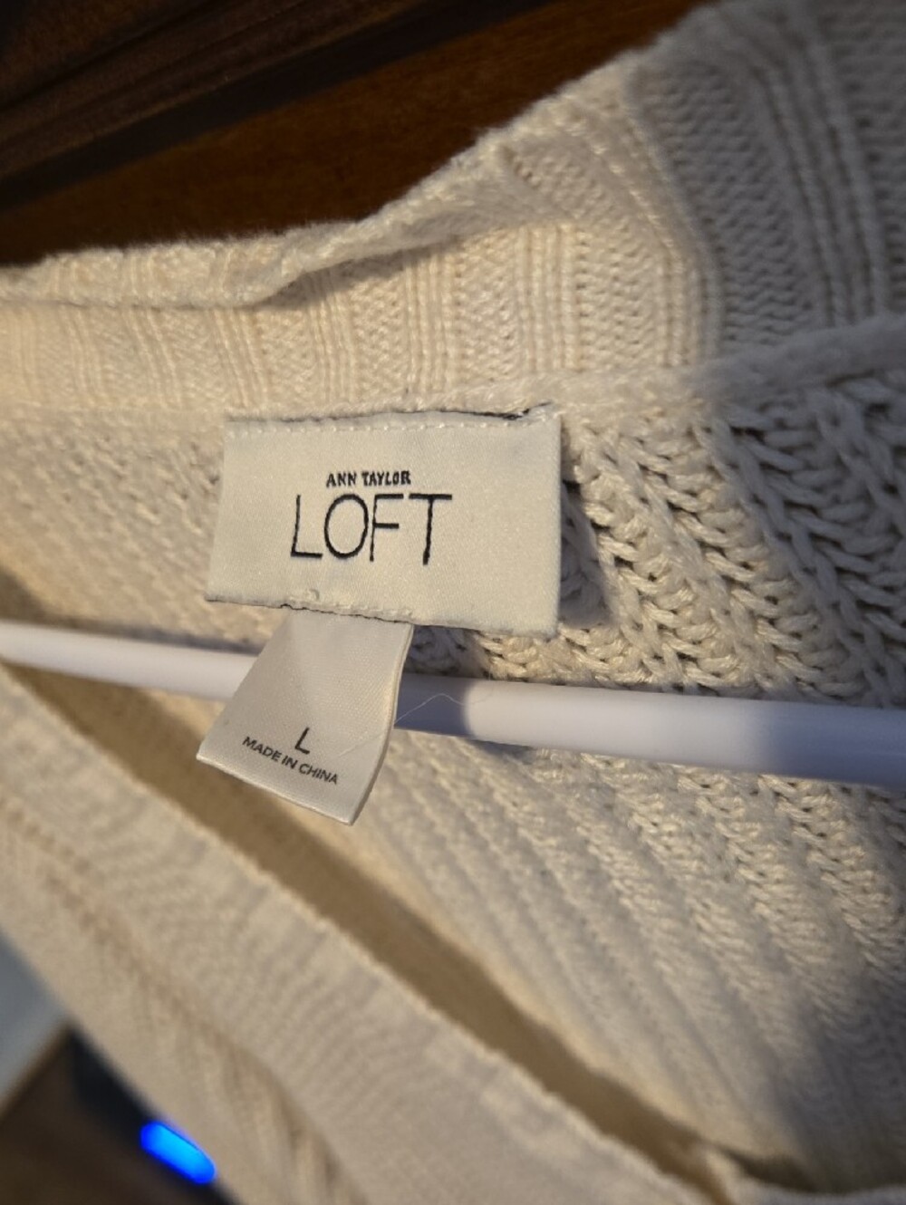LOFT Cream Ribbed V-Neck Button Cardigan - Picture 2 of 3